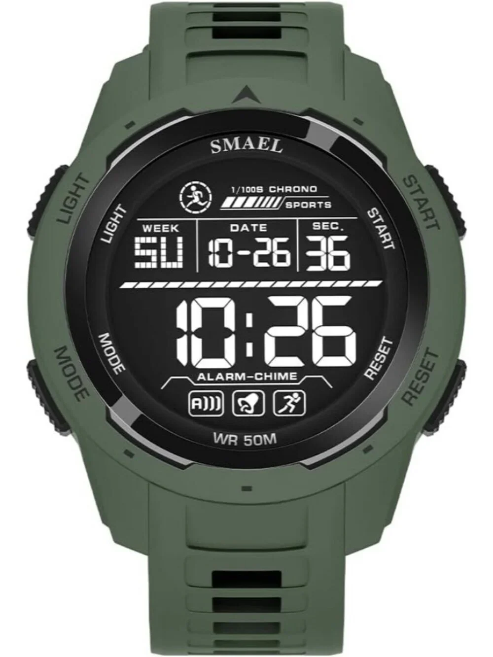 Men's Green Analog Quartz Sports Waterproof Military Casual LED Digital Watch